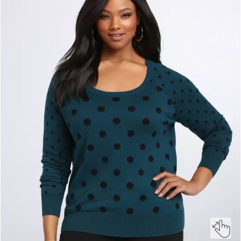 Torrid Polka Dot Sweater Teal/Black
